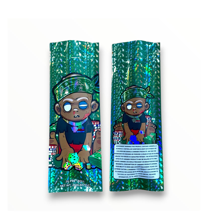 Baby Gamble 2 Gram Pre Roll Packaging Net Wt. 2g(0.071oz) Holographic