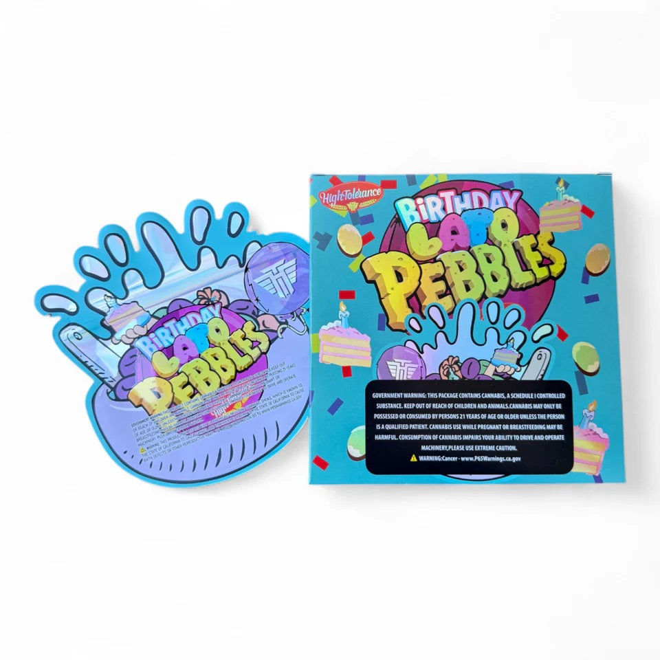 Birthday Lato Pebbles Mylar Bag with Box 3.5 Grams