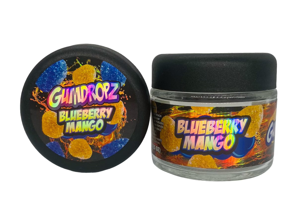 Blueberry Mango 3.5g Glass Jars with Sticker labels Child Resistant jar