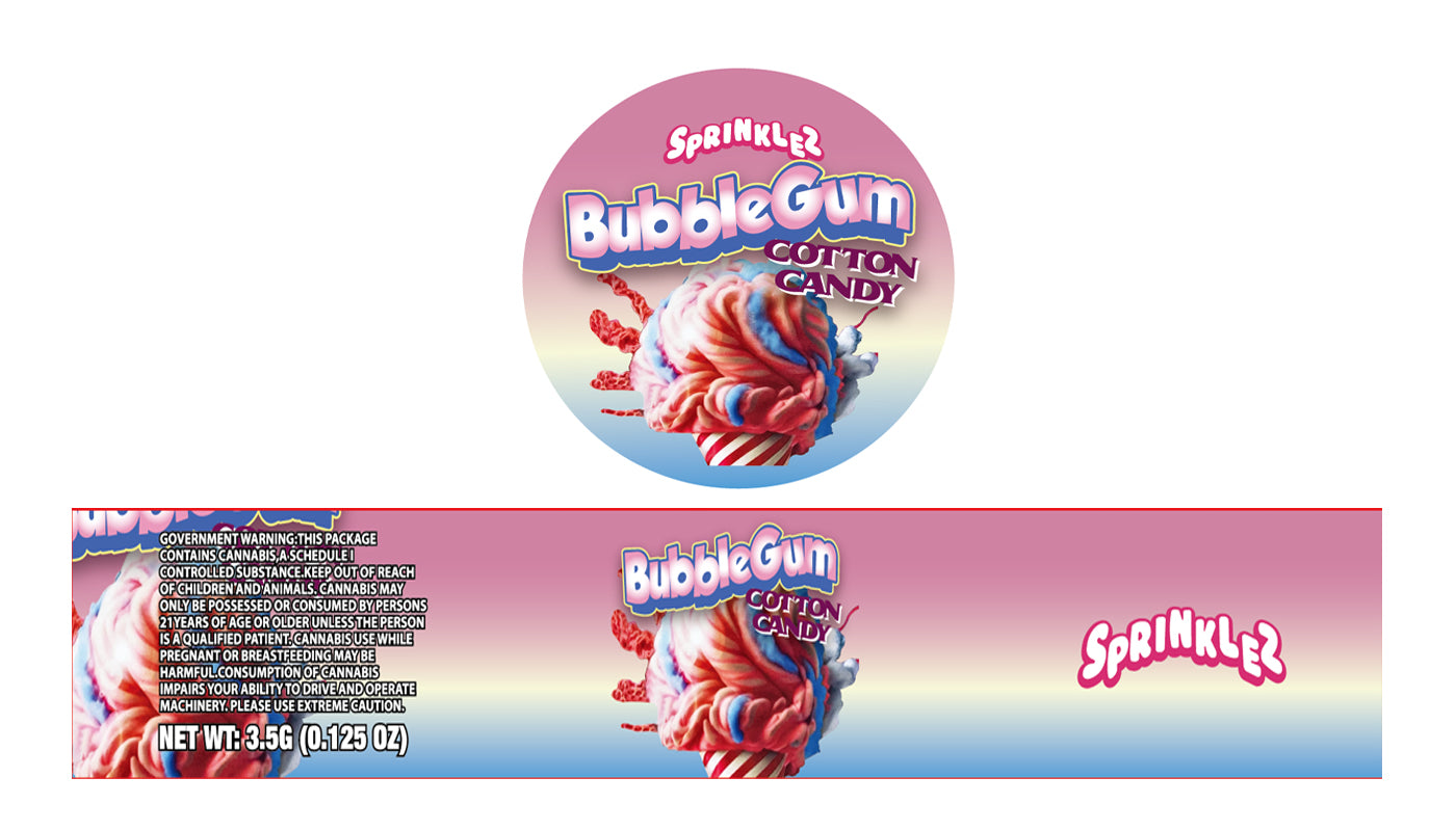 Bubblegum Cotton Candy 3.5g Glass Jar Holographic Labeling/Stickers Only