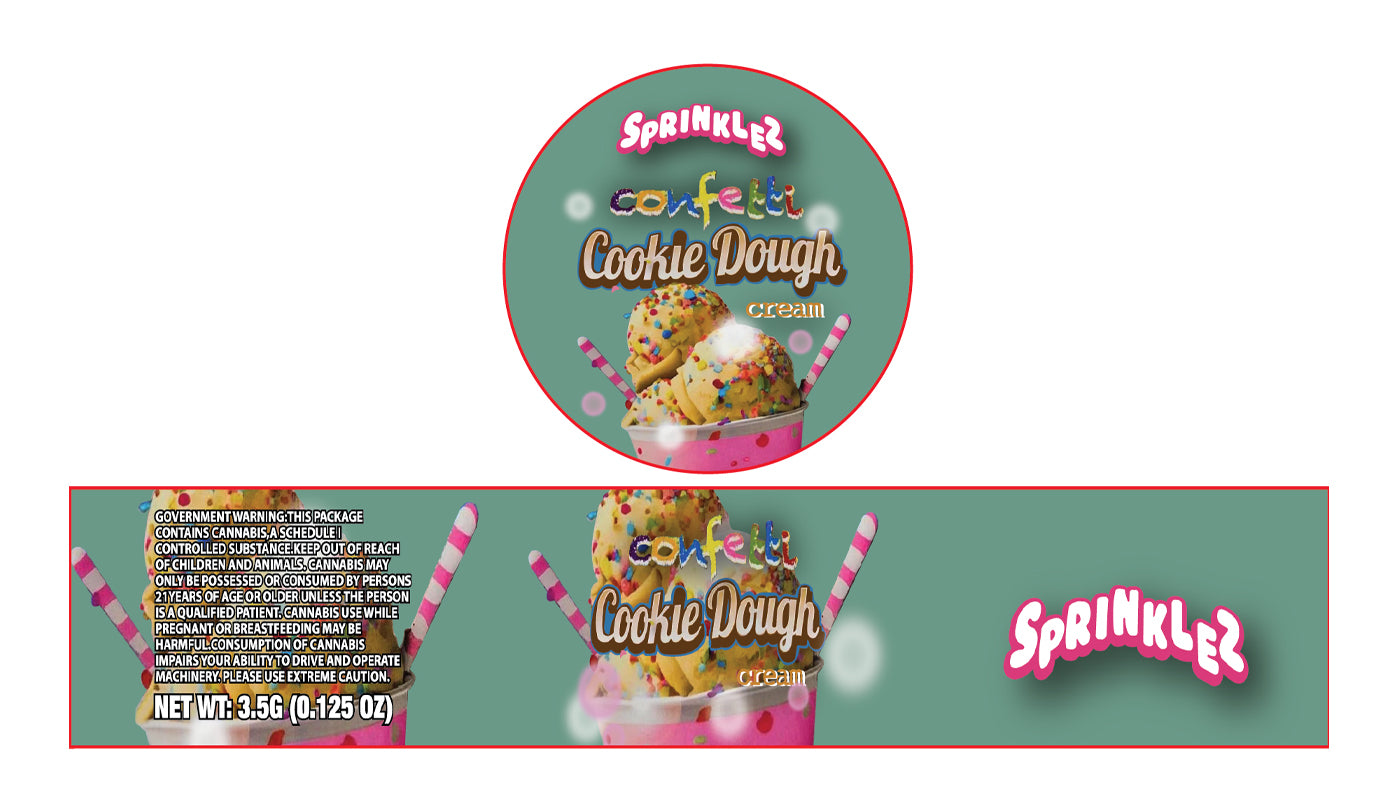 Confetti Cookie Dough Cream 3.5g Glass Jar Holographic Labeling/Stickers Only
