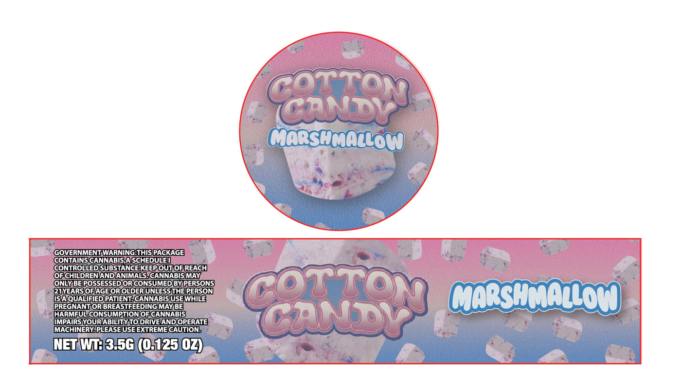 Cotton Candy 3.5g Glass Jar Holographic Labeling/Stickers