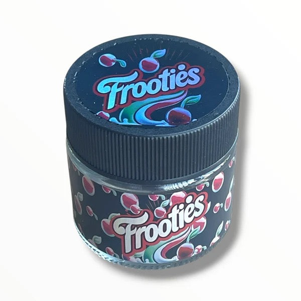 Frooties 3.5g Glass Jars with Holographic Sticker Labels