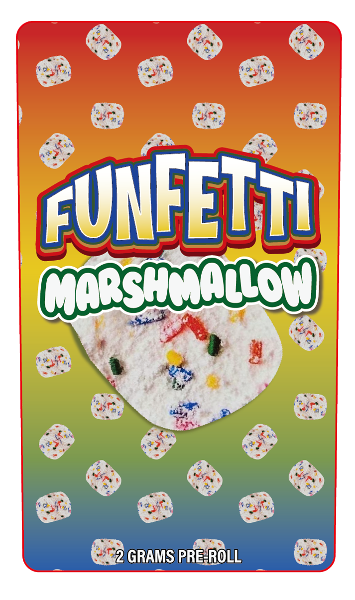 Funfetti Marshmallow 2 Gram Pre-Roll Holographic Labeling/Stickers Only