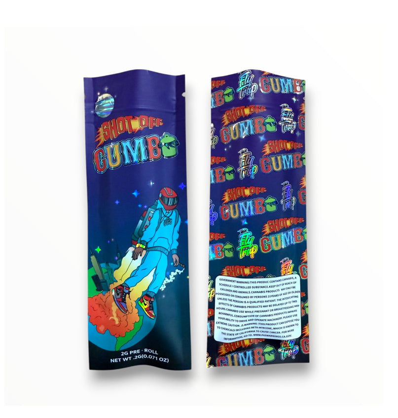 Gumbo Shot OFF 2 Gram Pre Roll Packaging Net Wt. 2g(0.071oz) Holographic