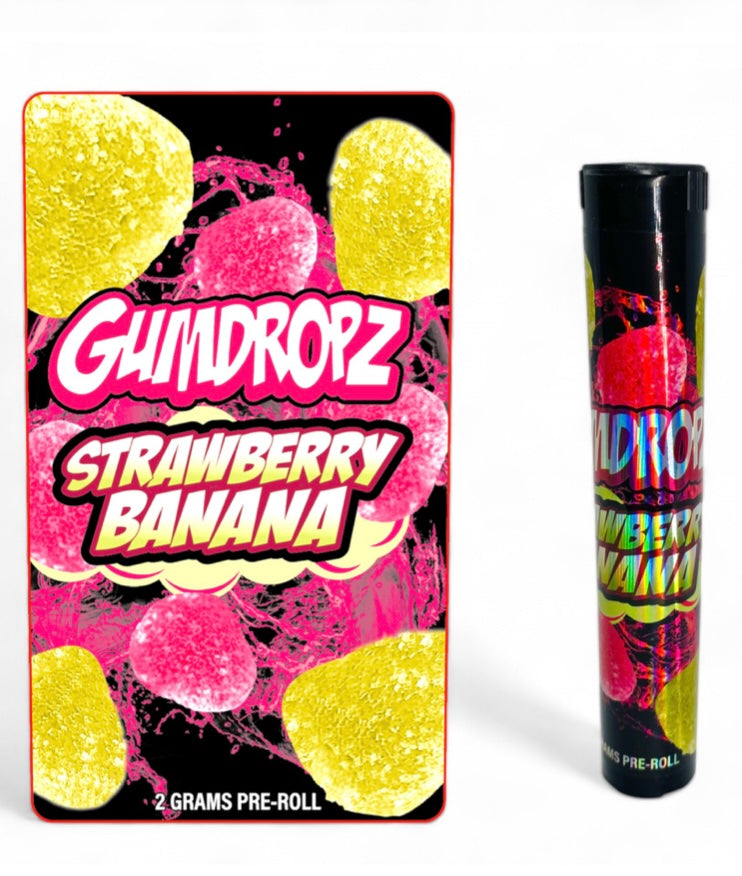 Gumdropz Strawberry Banana Tubes with Holographic Labels