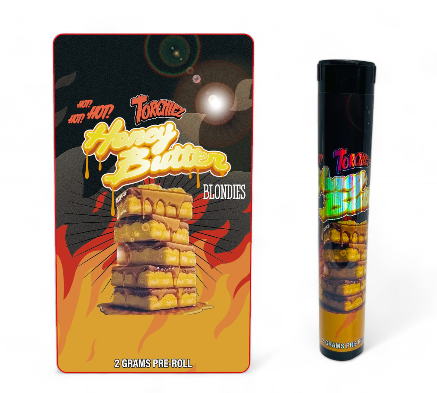 Honey Butter Blondies with Holographic Labels and Tubes