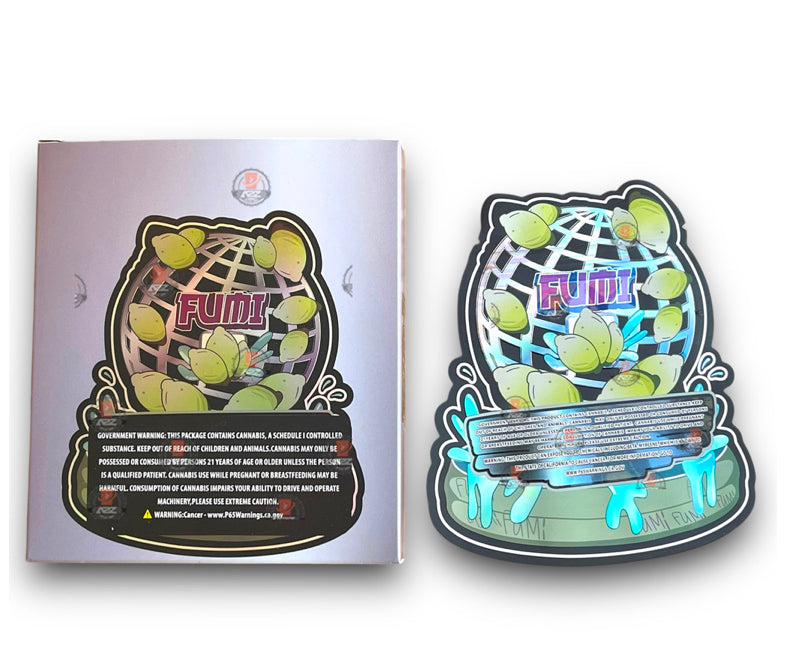 Fumi Globe Sesh Mylar Bags with Boxes 3.5g Box Packaging Holographic