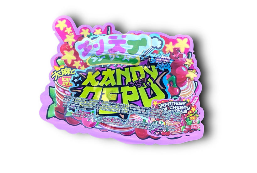 Kandy Depo Japanese Pink Cherry Pancakes Mylar Bags with Boxes 3.5g Box Packaging Holographic