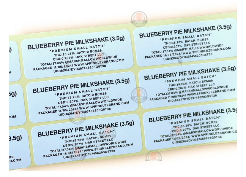 Sprinklez Blueberry Pie Milk Shake 3.5G Mylar Bags -With stickers and label