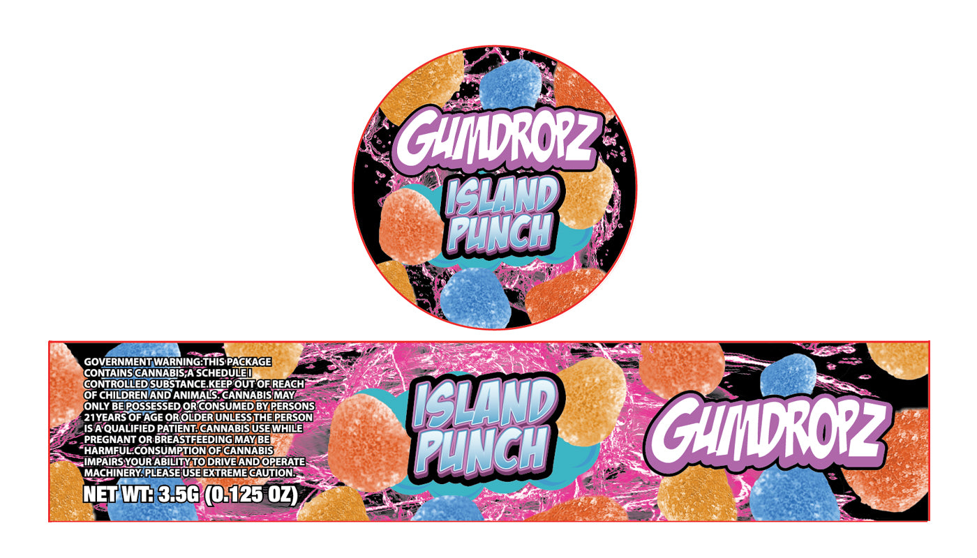 Island punch 3.5g Glass Jar Holographic Labeling/Stickers Only