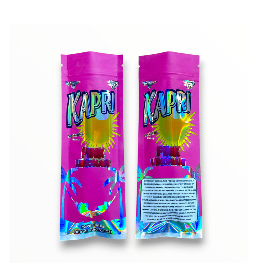 Kapri Pink Lemonade 2 Gram Pre Roll Packaging Net Wt. 2g(0.071oz) Holographic High Tolerance Jokes Up