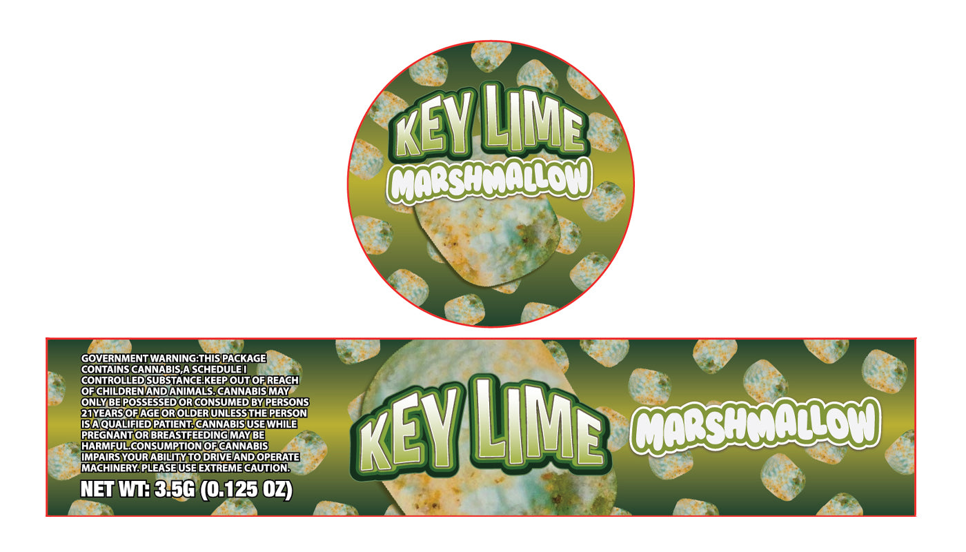 Keylime Marshmallow 3.5g Glass Jar Holographic Labeling/Stickers Only