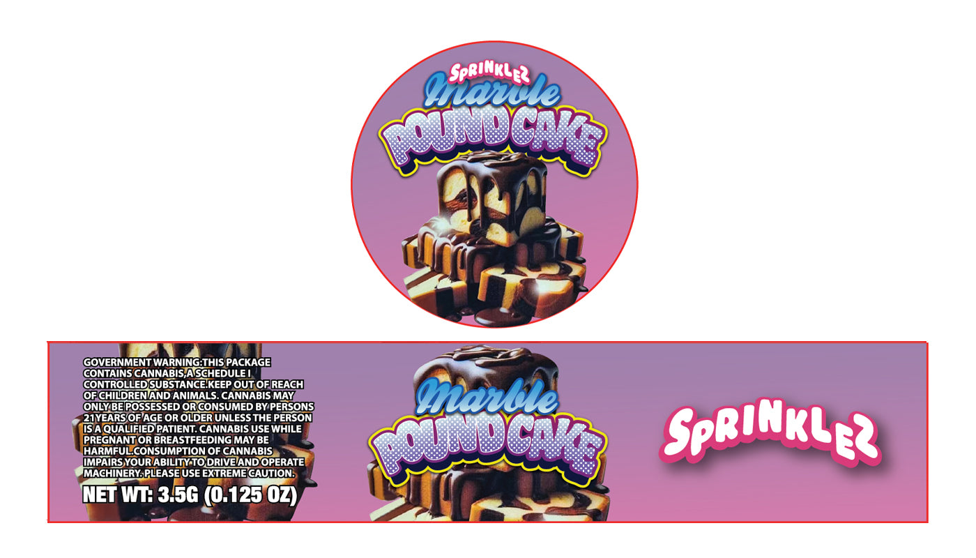 Marble pound Cake 3.5g Glass Jar Holographic Labeling/Stickers Only