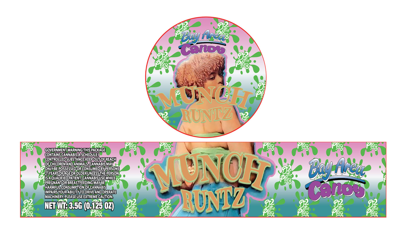 Munch Runtz 3.5g Glass Jar Holographic Labeling/Stickers Only