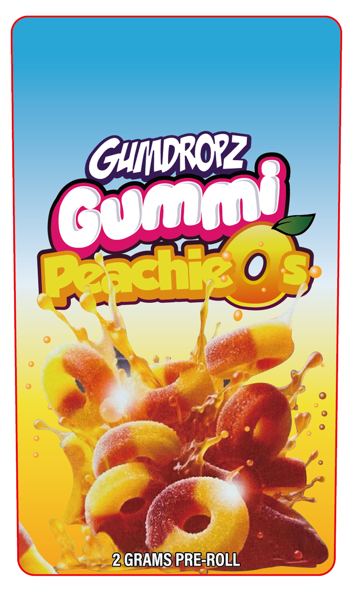 Gummie Peachios 2 Gram Pre-Roll Holographic Labeling/Stickers Only