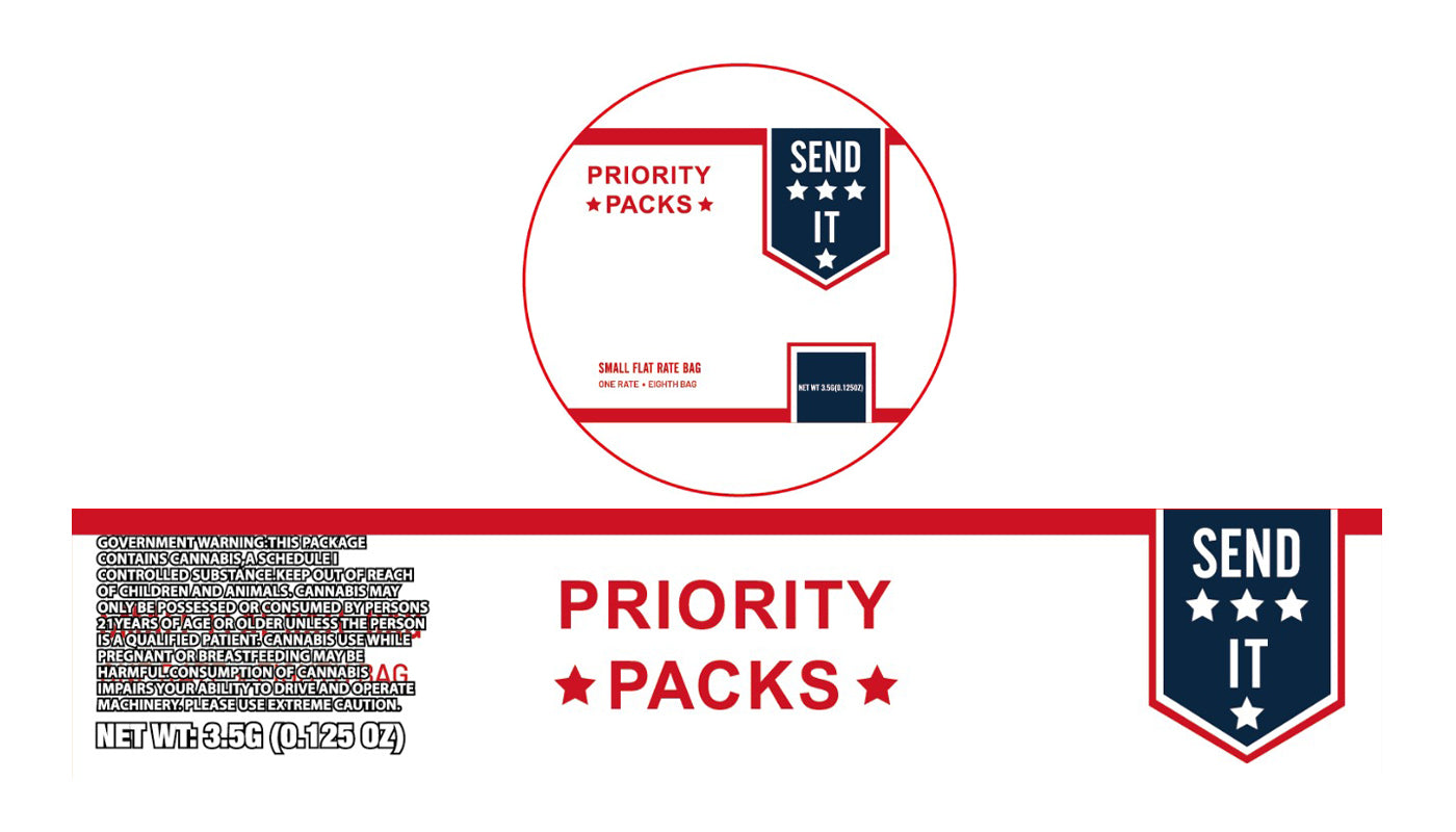 Priority Packs 3.5g Glass Jar Holographic Labeling/Stickers Only