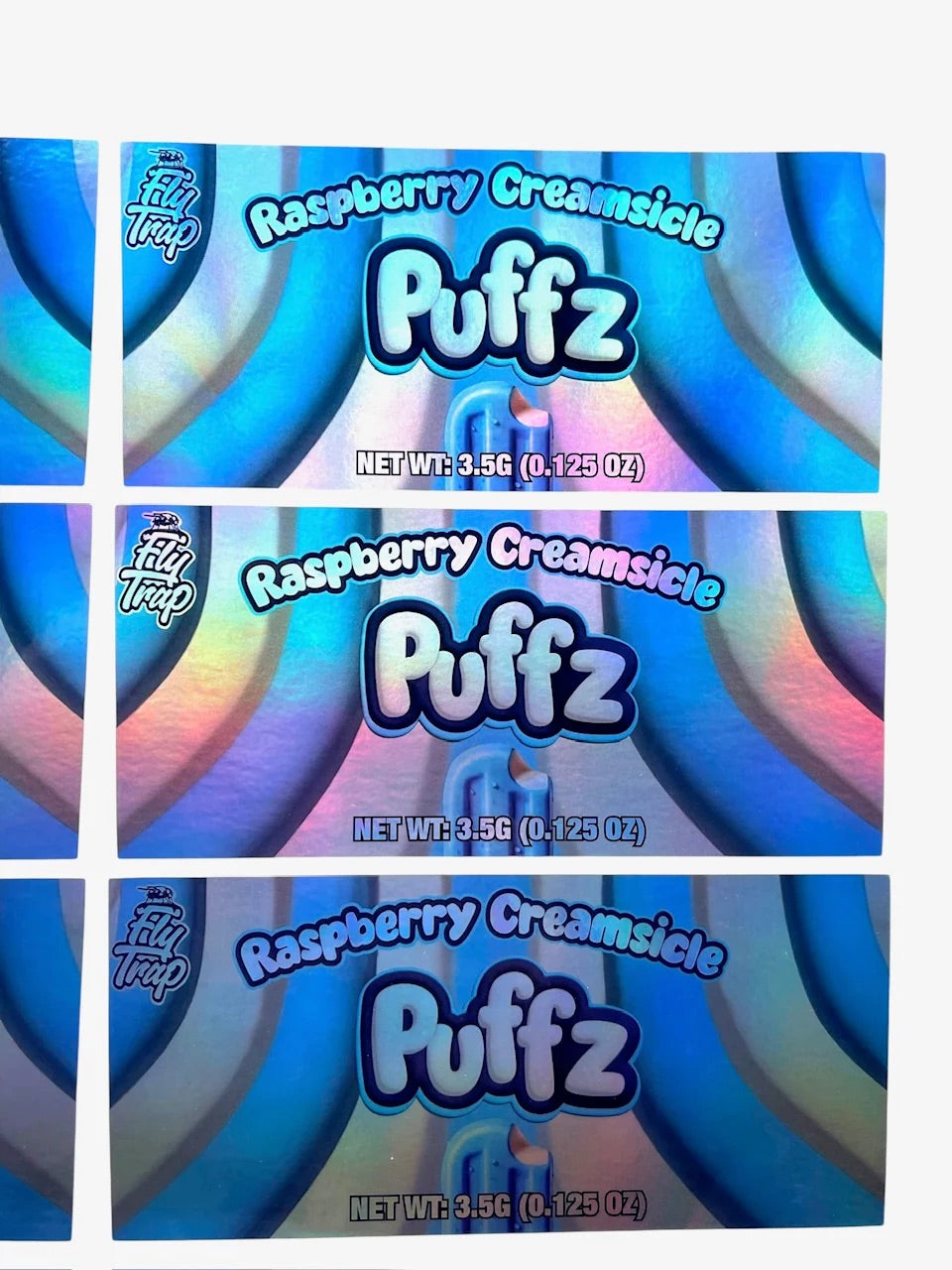 Push Pop Puffz Raspberry Creamsicle 3.5 grams Container Holographic Sticker
