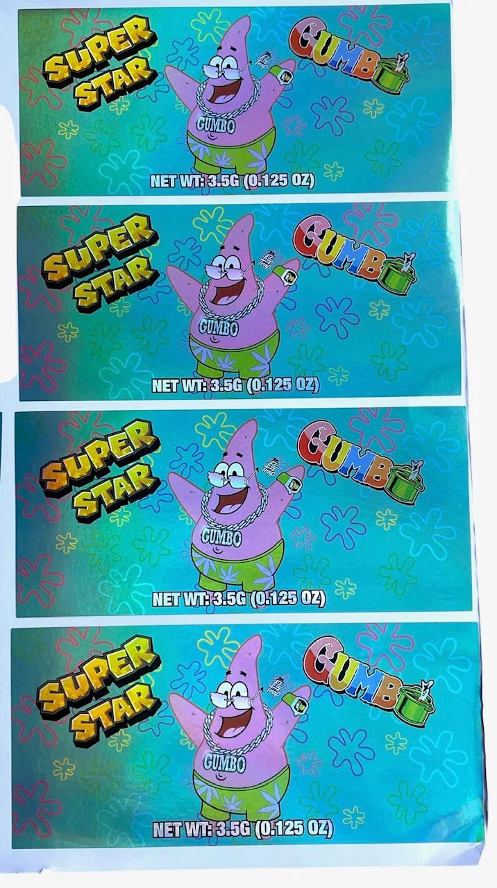 Push Pop Superstar Gumbo 3.5 grams Container Holographic Sticker