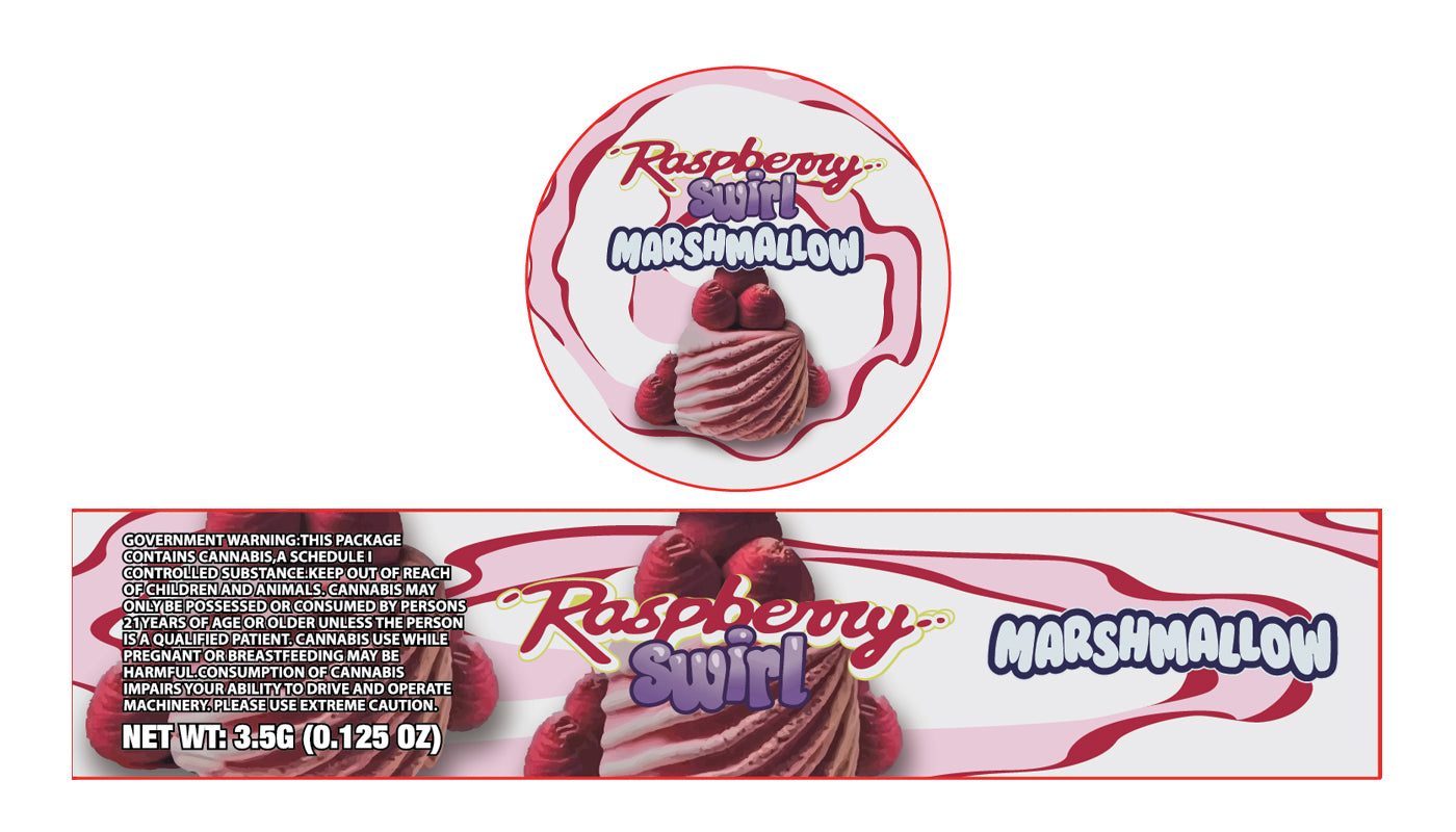 Raspberry Swirl Marshmallow 3.5g Glass Jar Holographic Labeling/Stickers Only
