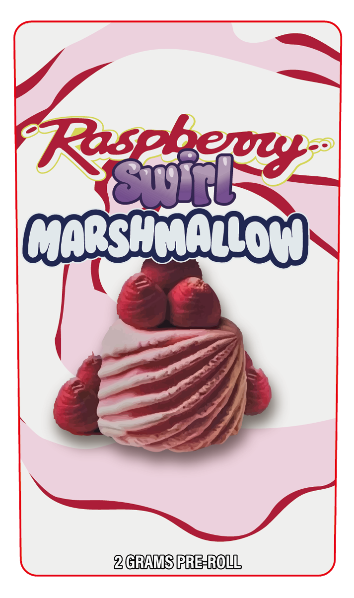 Raspberry Swirl Marhmellow Gram Pre-Roll Holographic Labeling/Stickers Only