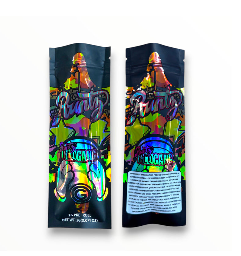 Runtz Glo Gang 2 Gram Pre Roll Packaging Net Wt. 2g(0.071oz) Holographic