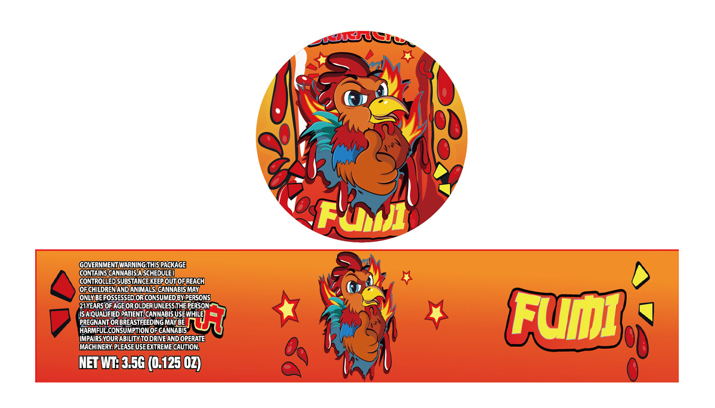 Siracha Fumi 3.5g Glass Jar Holographic Labeling/Stickers Only