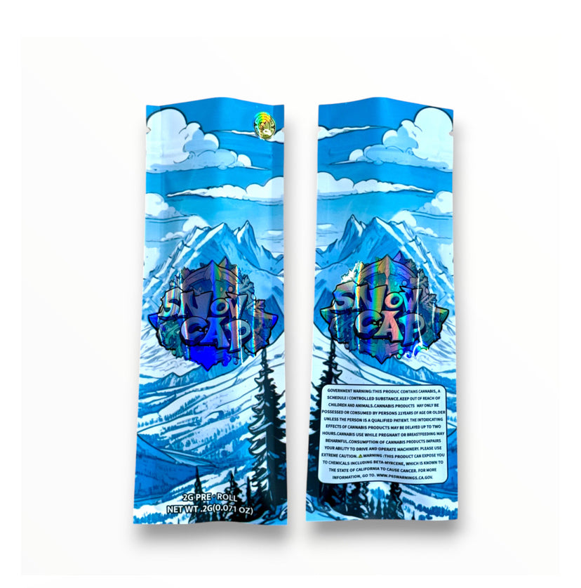 Snow Cap 2 Gram Pre Roll Packaging Net Wt. 2g(0.071oz) Holographic