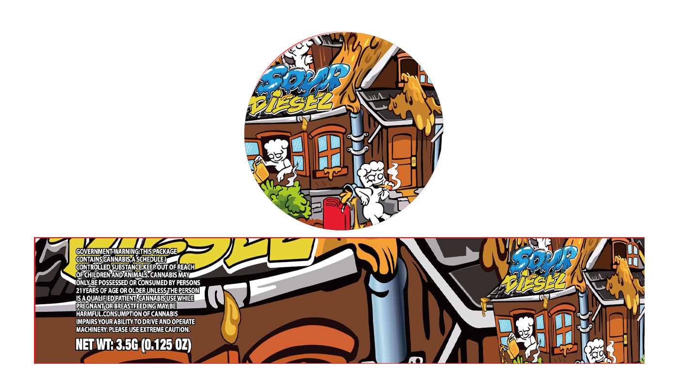 Sour Diesel 3.5g Glass Jar Holographic Labeling/Stickers Only