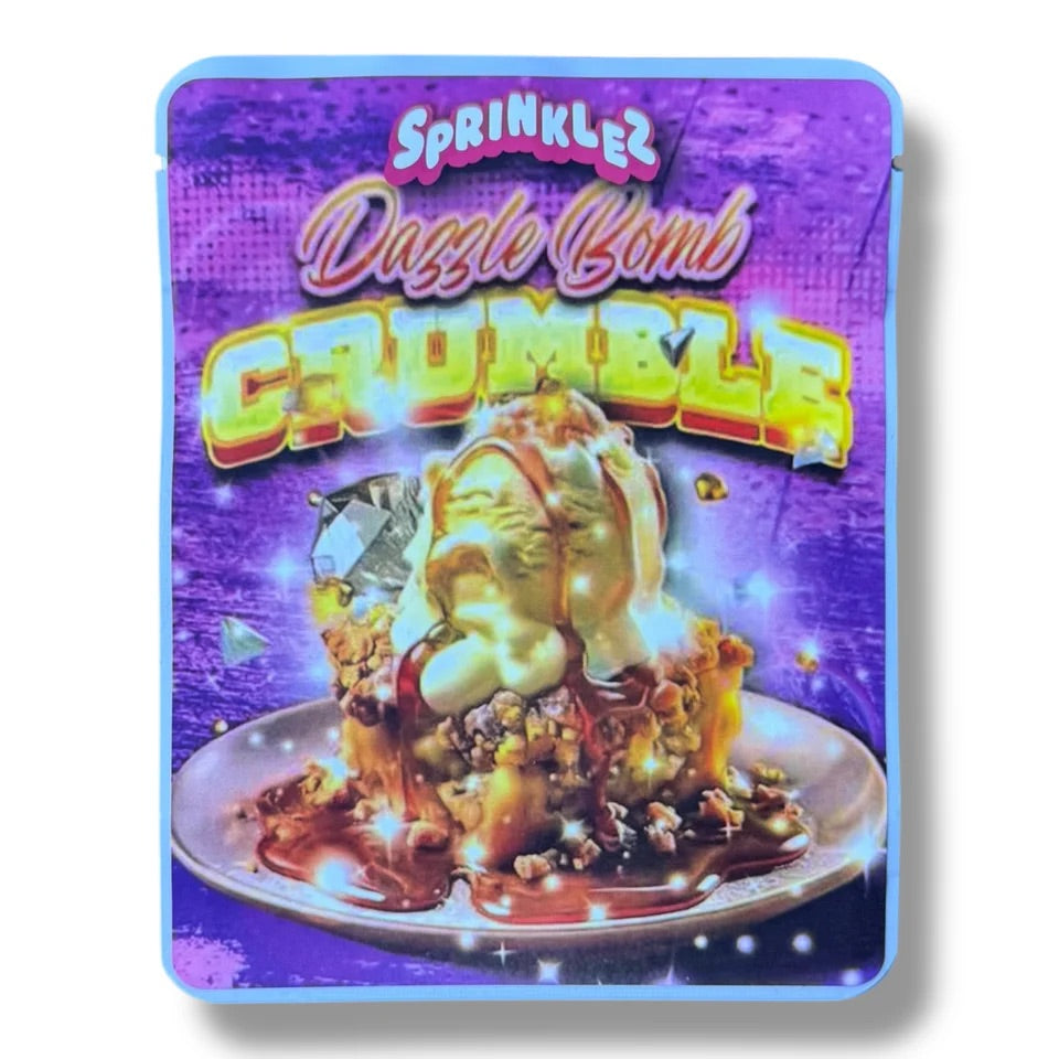 Sprinklez Dazzle Bomb Crumble 3.5G Mylar Bags -With stickers and label