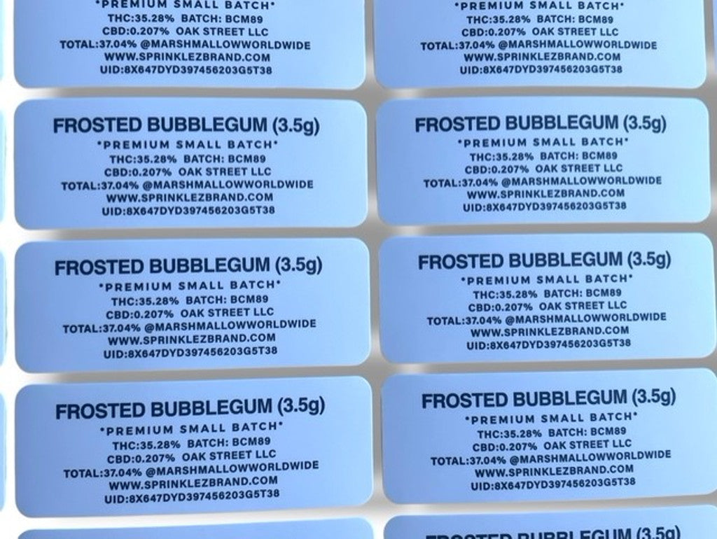 Sprinklez Frosted Bubblegum Marshmallow 3.5G Mylar Bags With stickers and labels