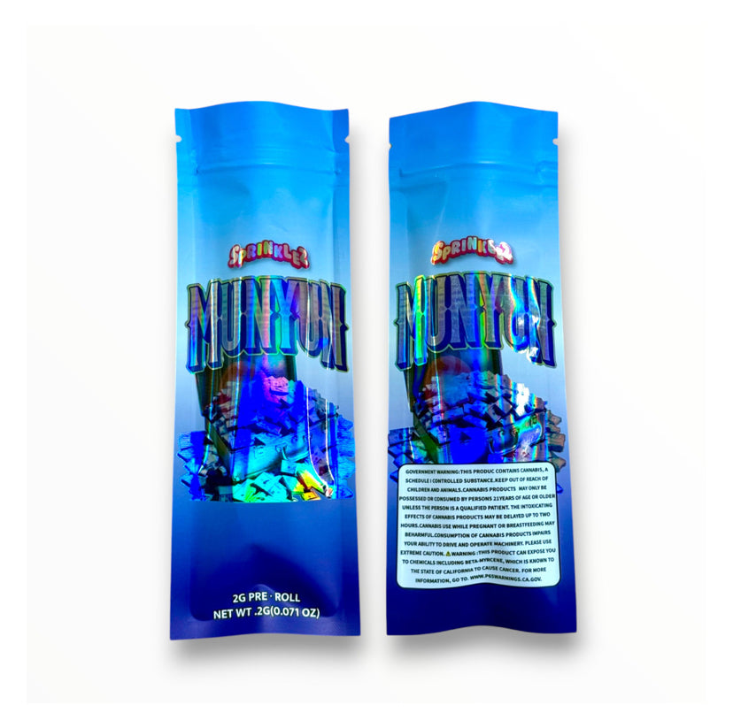 Sprinklez Munyun 2 Gram Pre Roll Packaging Net Wt. 2g(0.071oz) Holographic High Tolerance Jokes Up