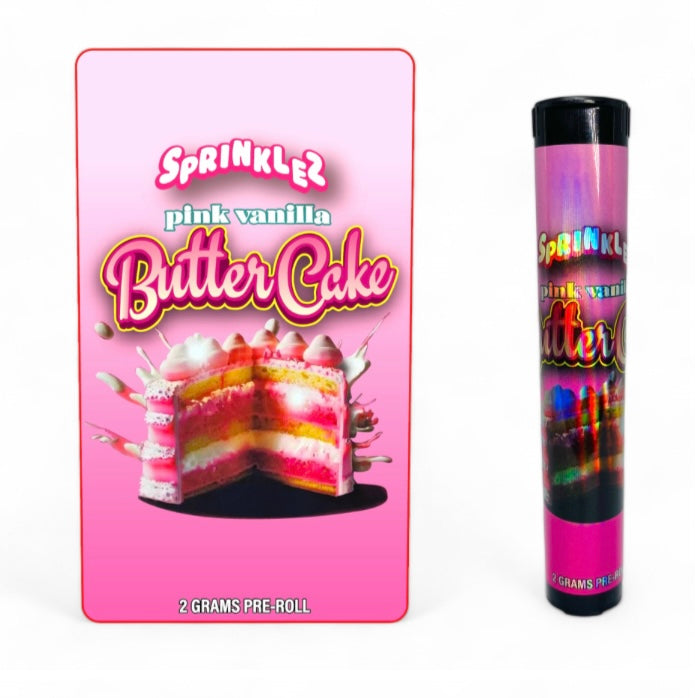 Sprinklez Pink Vanilla Butter Cake Tubes with Holographic Labels