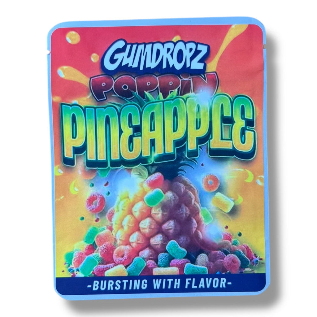 Sprinklez Poppin Pineapple 3.5G Mylar Bags -With stickers and label