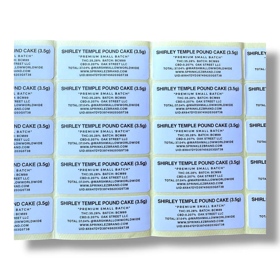 Sprinklez Shirely Temple Poundcake Bags 3.5G -With stickers and labels