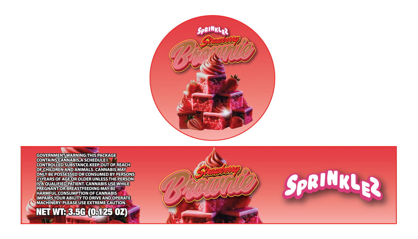Strawberry Brownie 3.5g Glass Jar Holographic Labeling/Stickers Only