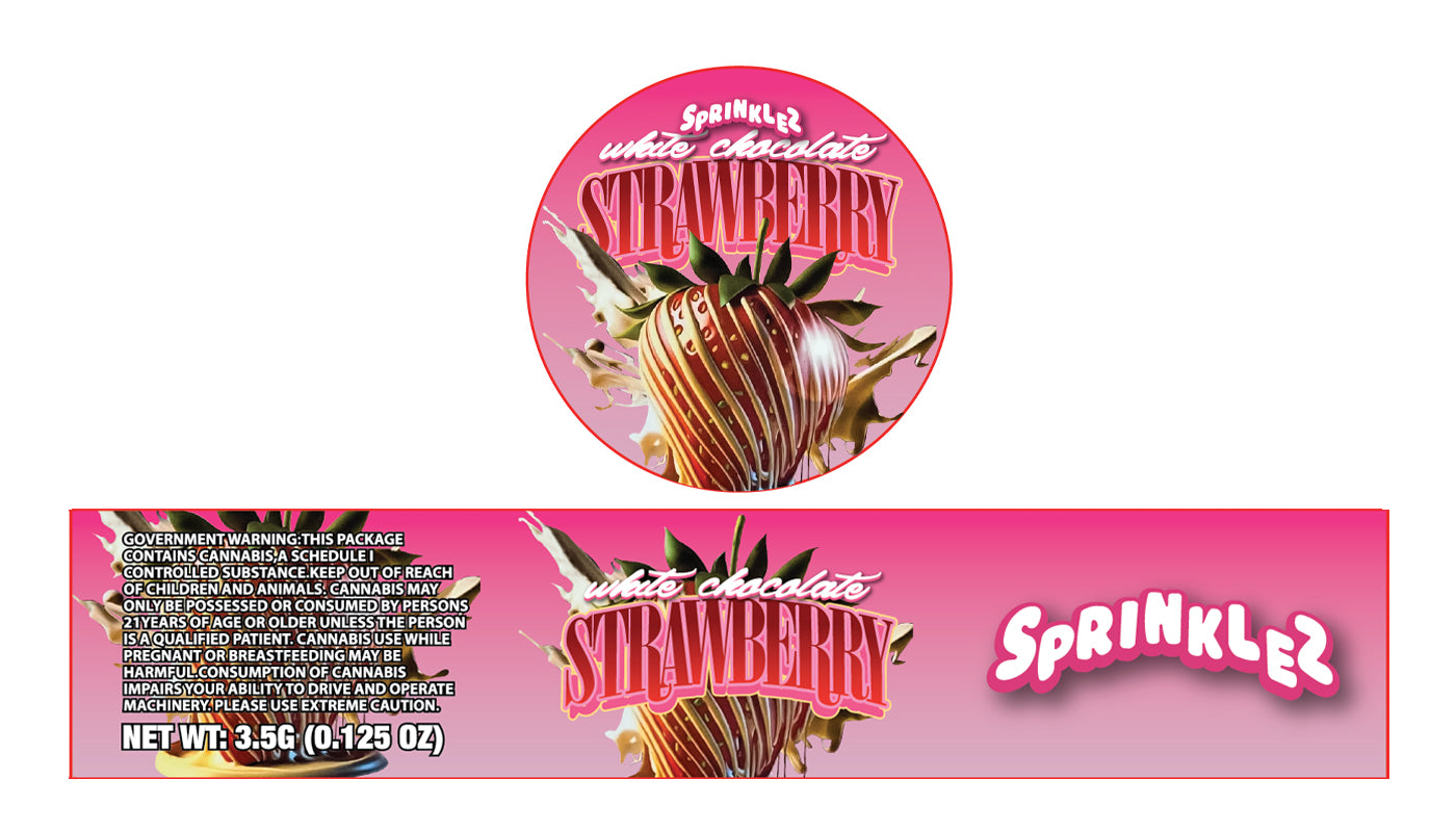 Strawberry White Chocolate 3.5g Glass Jar Holographic Labeling/Stickers Only