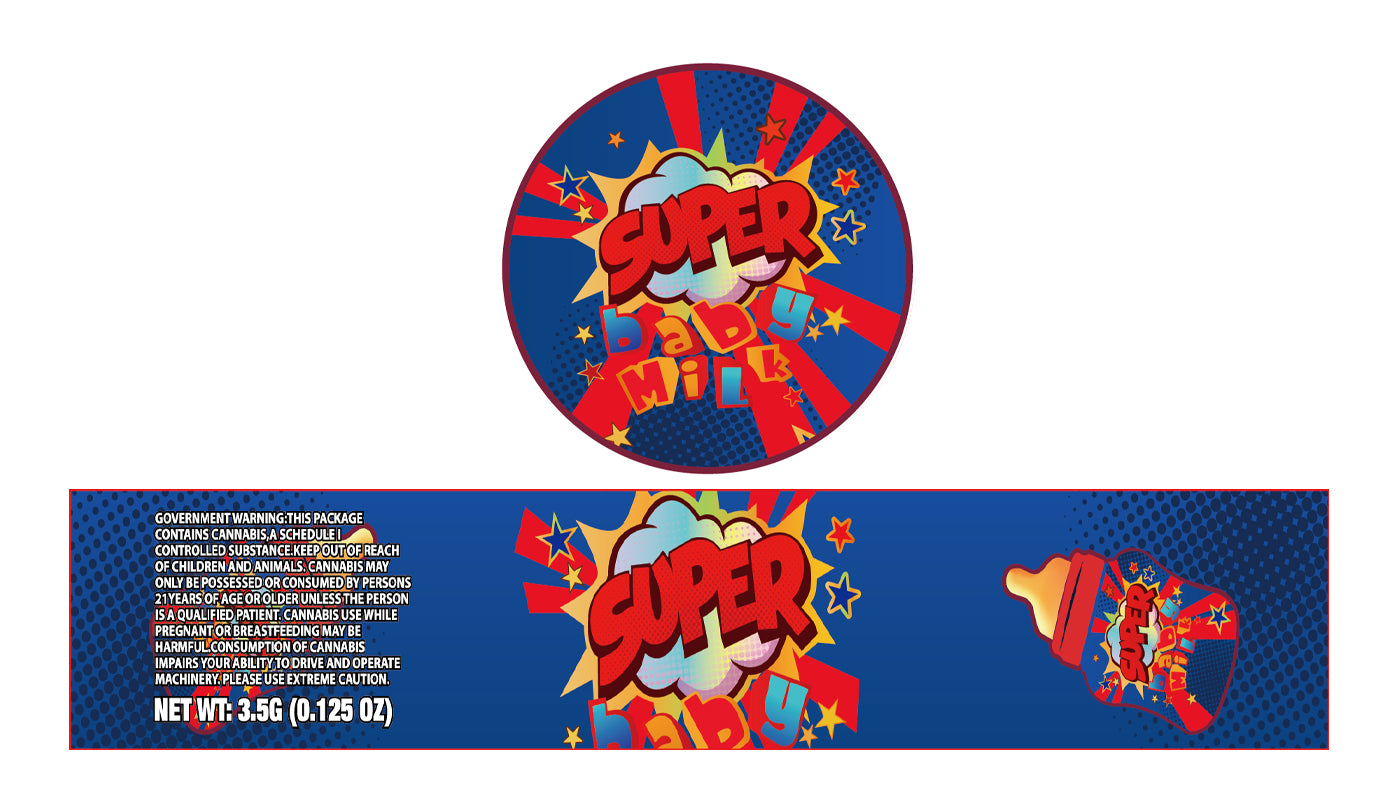 Super Baby Milk 3.5g Glass Jar Holographic Labeling/Stickers Only