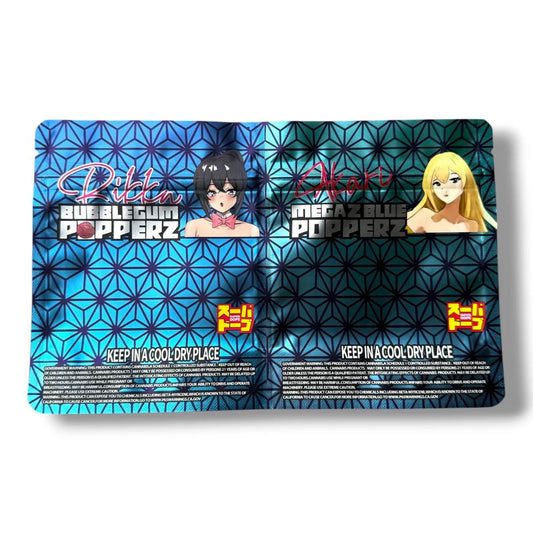 Super Dope Akati MegaZ Blue Popperz/ Rikka Bubblegum Popperz Double Mylar Bag 3.5 G