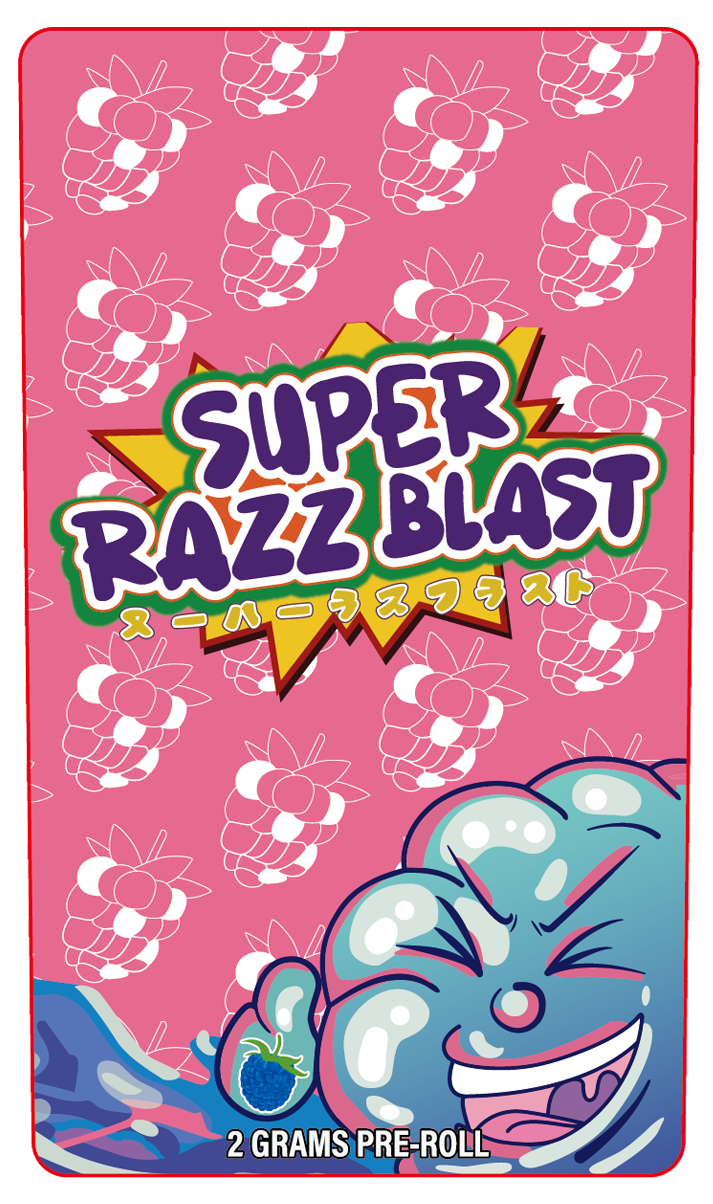 Super Razz Blast 2 Gram Pre-Roll Holographic Labeling/Stickers Only