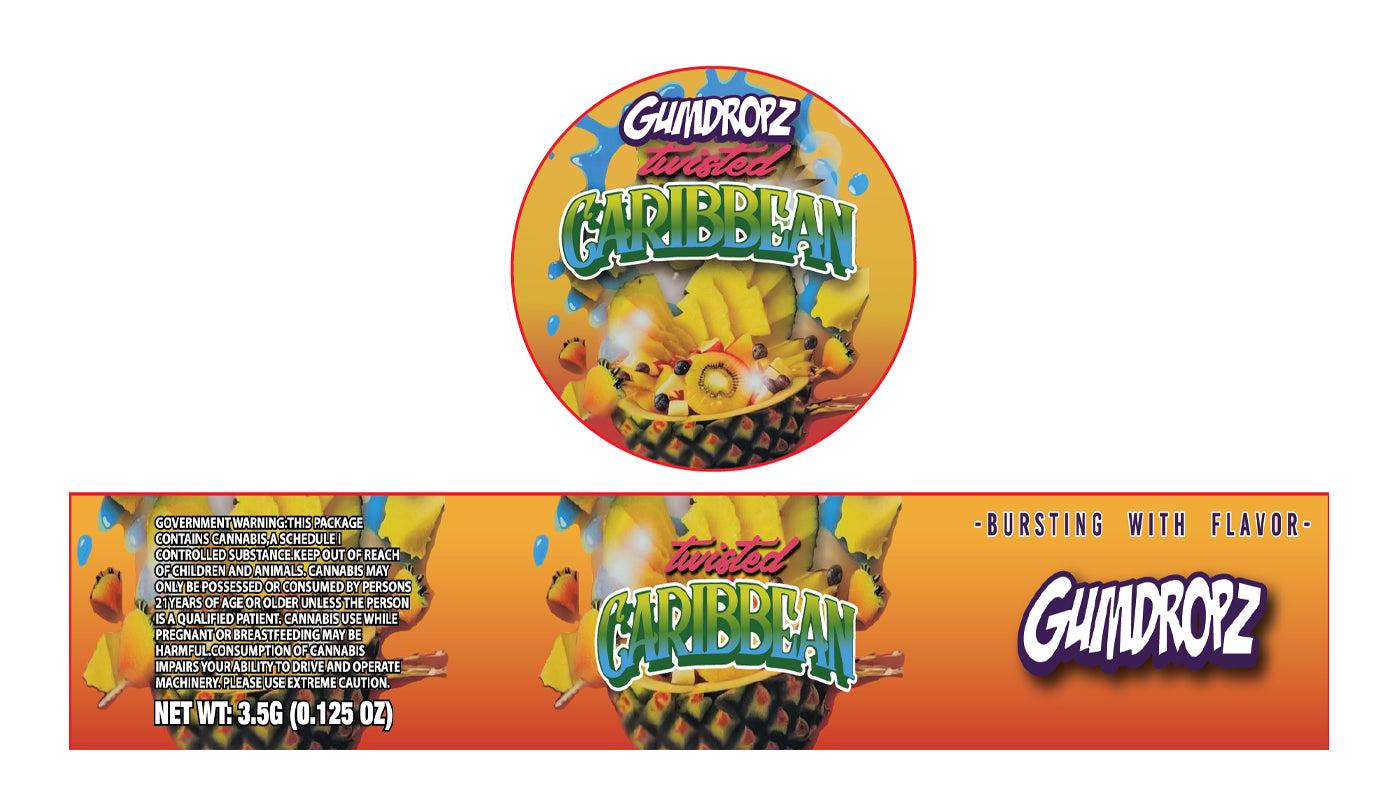 Twisted Caribbean 3.5g Glass Jar Holographic Labeling/Stickers Only