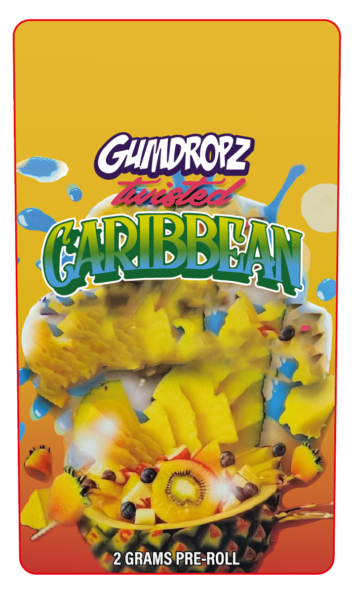 Twisted Caribean 2 Gram Pre-Roll Holographic Labeling/Stickers Only