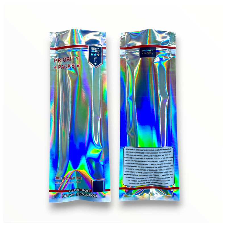 USPS Priority Packs 2 Gram Pre Roll Packaging Net Wt. 2g(0.071oz) Holographic