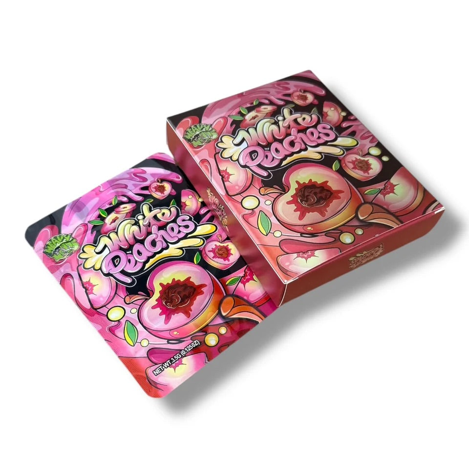 White Peaches Mylar Bag with Box 3.5 Grams