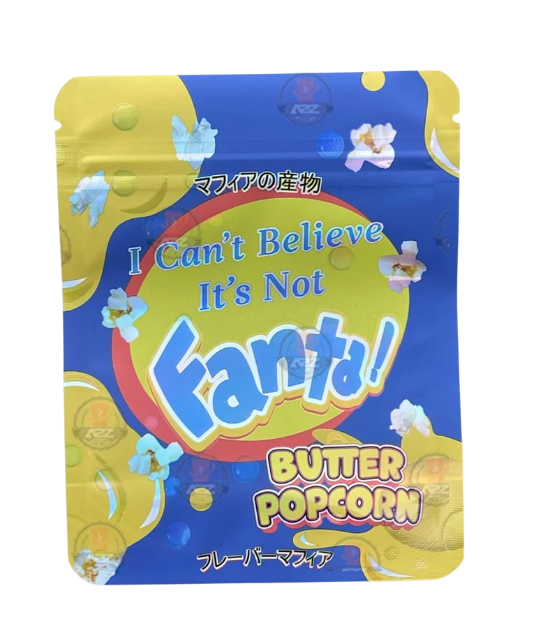 Fanta Butter Popcorn Mylar Bags with Boxes 3.5g Box Packaging Holographic
