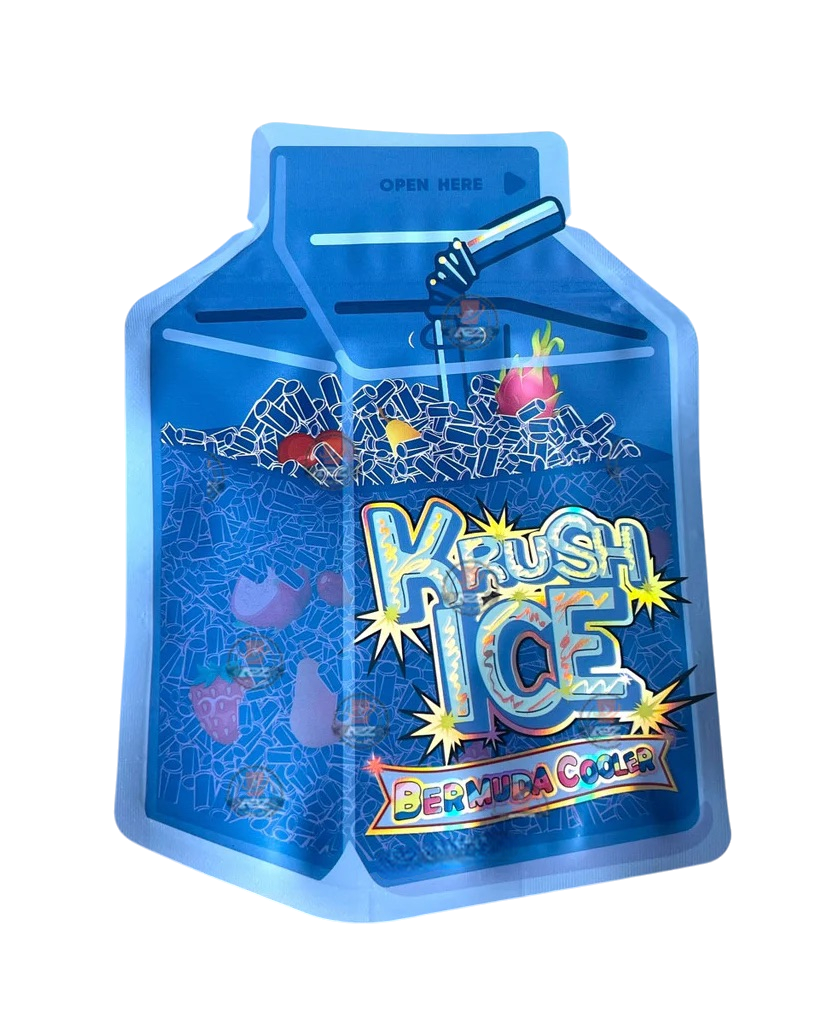 Krush Ice Bermuda Cooler Mylar Bags with Boxes 3.5g Box Packaging Holographic