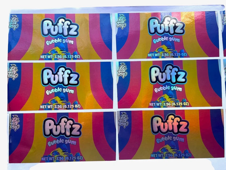 push pop Puffz Bubblegum 3.5 grams Container Holographic Sticker