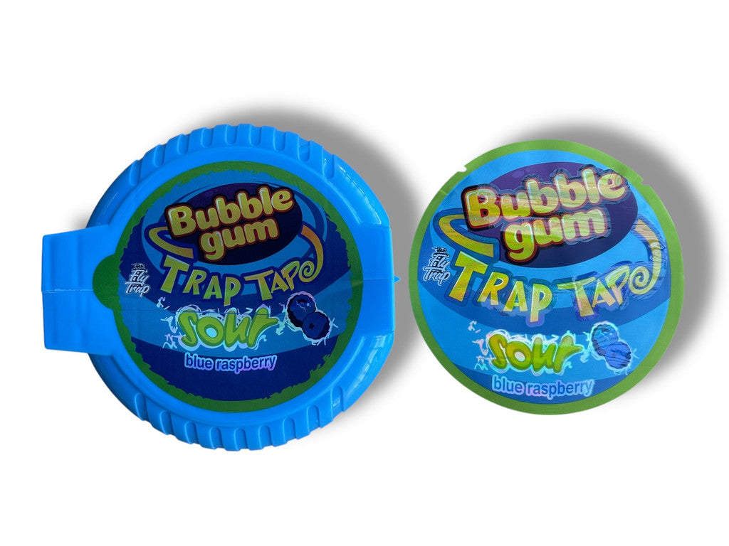 Bubble Gum Trap Tape Sour Blue Raspberry 3.5g Plastic Container