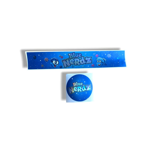 BLUE NERDZ GLASS JAR STICKERS 3.5G HOLOGRAPHIC STICKERS