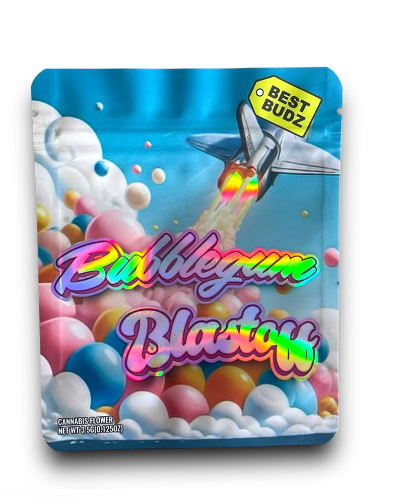 Best Budz Bubblegum Blastoff Mylar Bags with Boxes 3.5g Box Packaging Holographic